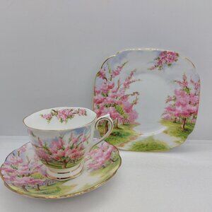 Vintage Royal Albert Bone China Blossom Time Cup & Saucer Trio Made in England